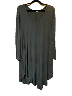 Reborn J Dark Olive V-Neck Flowing Tunic
